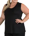 On The Plus Side Sleeveless Layering Tank Top - Plus In Black In Black