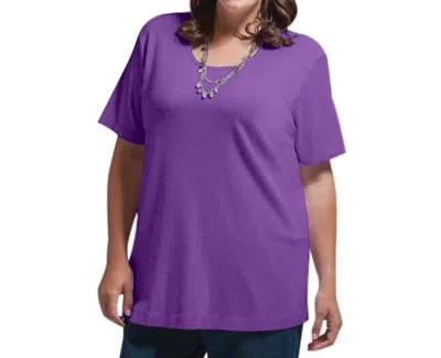 On The Plus Side Solid Short Sleeve U-neck Tee - Plus In Acai In Multi