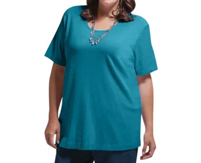 On The Plus Side Solid Short Sleeve U-neck Tee - Plus In Ocean Depths In Blue