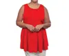 On The Plus Side Solid Sleeveless Swing Tank Top - Plus In Red In Red