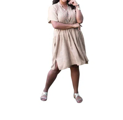 On The Plus Side Sonora Short Sleeve Dress - Plus Size In Natural In Neutral