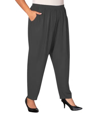 On The Plus Side Tailored Leg Rayon Pants - Plus In Gray In Black