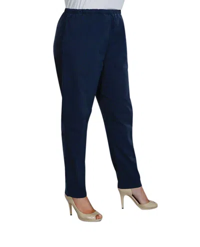 On The Plus Side Tailored Leg Stretch Cotton Twill Pants - Plus In Navy In Blue
