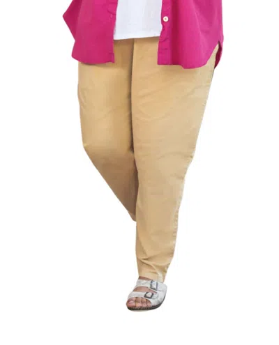 On The Plus Side Tailored Stretch Twill Pants - Plus In Tan In Beige