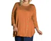 On The Plus Side Tamsin 3/4 Sleeve Top - Plus In Spice In Brown