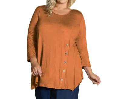 On The Plus Side Tamsin 3/4 Sleeve Top - Plus In Spice In Brown