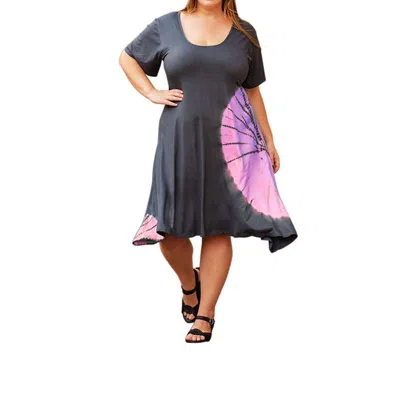 On The Plus Side Tie Dye Short Sleeve Dress - Plus Size In Pink Tie Dye In Purple