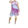 On The Plus Side Tie Dye Sleeveless Ana Tank Dress - Plus Size In Purple Tie Dye In Multi