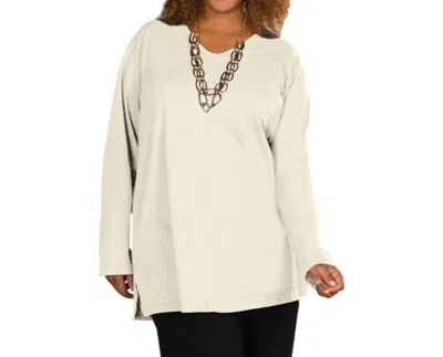 On The Plus Side V-neck Long Sleeve Tee - Plus In Arctic White In Neutral