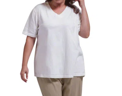 On The Plus Side V-neck Short Sleeve Tee - Plus In White