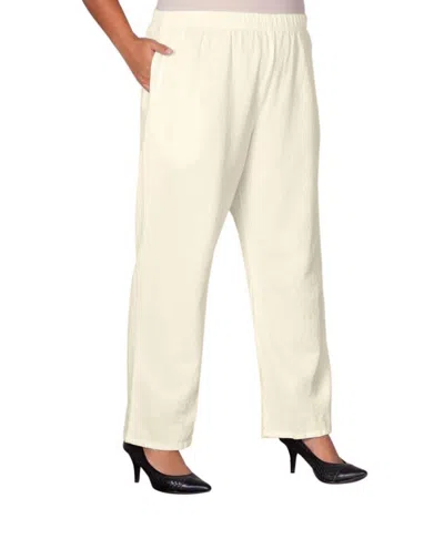 On The Plus Side Wide Leg Crinkle Cotton Pants - Plus In Arctic White In Beige