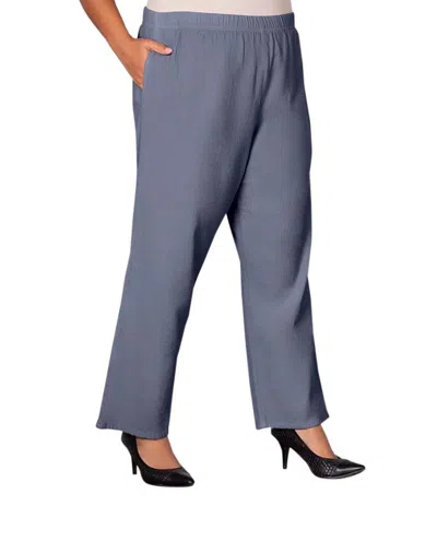 On The Plus Side Wide Leg Crinkle Cotton Pants - Plus In Gray