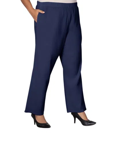 On The Plus Side Wide Leg Crinkle Cotton Pants - Plus In Navy In Blue