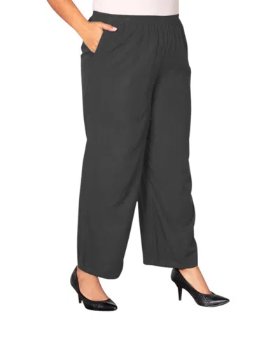 On The Plus Side Wide Leg Rayon Pants - Plus In Gray In Black