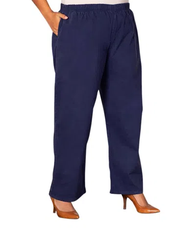 On The Plus Side Wide Leg Stretch Twill Pants - Plus In Navy In Blue