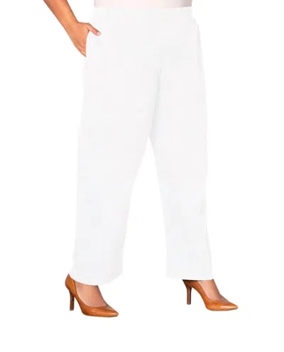 On The Plus Side Wide Leg Stretch Twill Pants - Plus In White