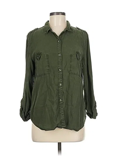 Pre-owned On The Road ... 3/4 Sleeve Button Down Shirt In Green
