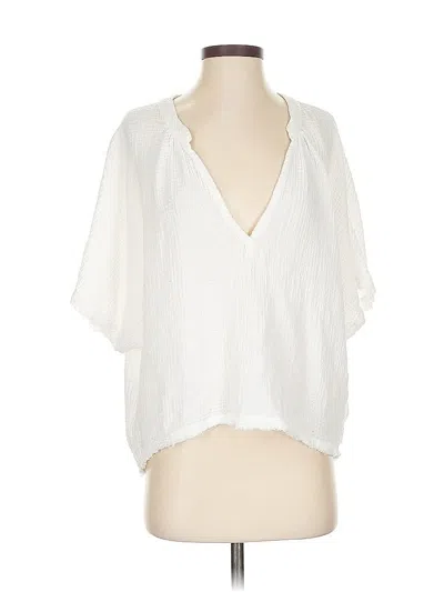 Pre-owned On The Road ... Short Sleeve Blouse In White