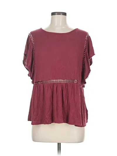 Pre-owned On The Road ... Short Sleeve Top Burgundy Square Neckline Tops