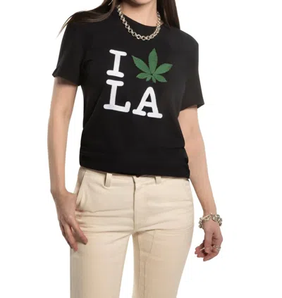 On This Day Embroidered La Loves Weed Short Sleeve Sweatshirt In Black