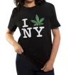 On This Day Embroidered Ny Loves Weed Short Sleeve Sweatshirt In Black In Black