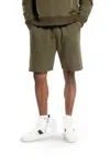 On This Day Knit Sweat Short With Pocket Stripe Detail In Dark Olive