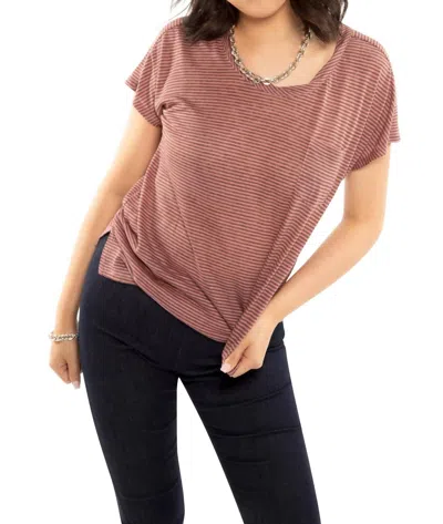 On This Day Linen Stripe Pocket Tee In Dark Coral