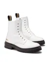 On This Day Women's Laceless Leather Combat Boots In White In White