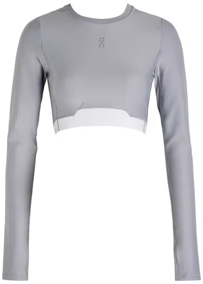 On Train Stretch-jersey Crop Top In Blue