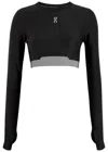 On Womens Black Train Logo-embroidered Woven Top Xs