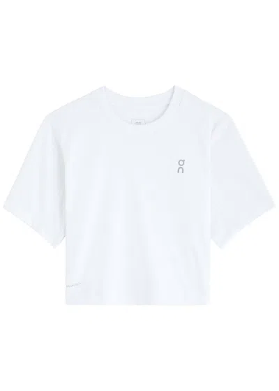 On Train-t Logo Cropped Jersey T-shirt In White