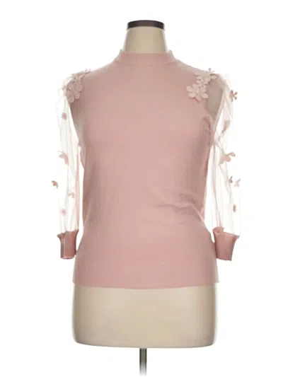 Pre-owned On Twelfth 3/4 Sleeve Top Pink Mock Neckline Tops