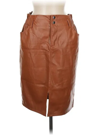 Pre-owned On Twelfth Faux Leather Skirt In Brown