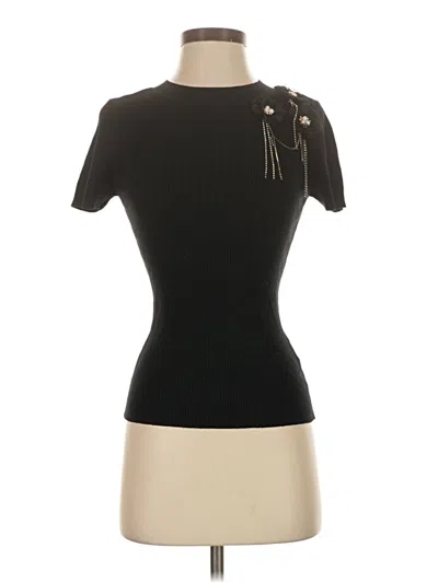 Pre-owned On Twelfth Short Sleeve Top Black Keyhole Neckline Tops