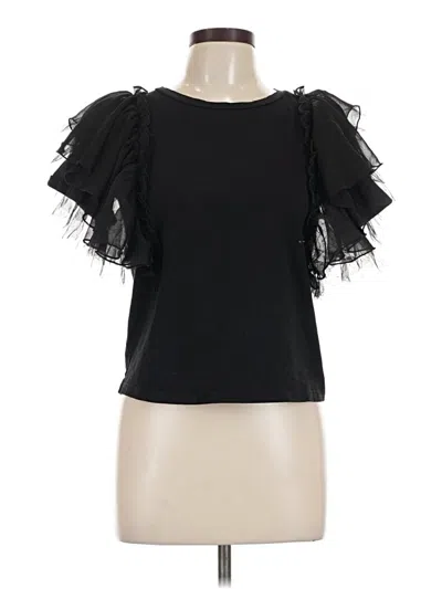 Pre-owned On Twelfth Short Sleeve Top Black Ruffles Neckline Tops