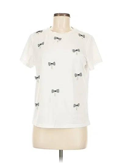 Pre-owned On Twelfth Short Sleeve Top Ivory Keyhole Neckline Tops In White