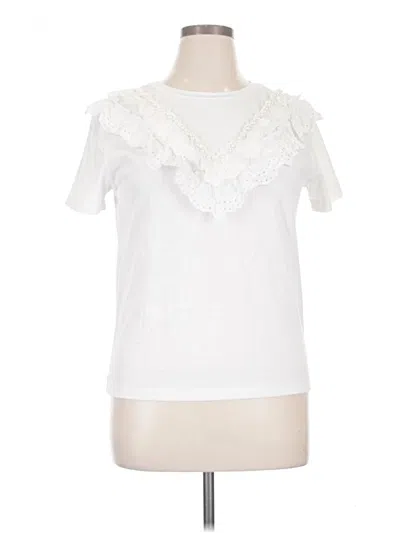 Pre-owned On Twelfth Short Sleeve Top White Ruffles Neckline Tops