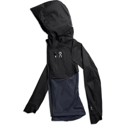 On Weather Jacket Unisex Black Navy Full Zip Hooded Lg Sleeve Gbo302