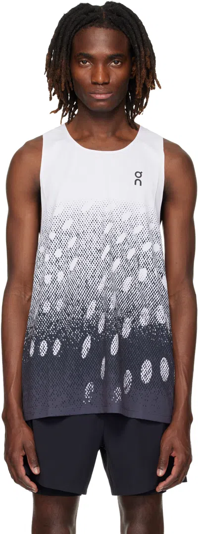 On White & Gray Zero Singlet Running Top