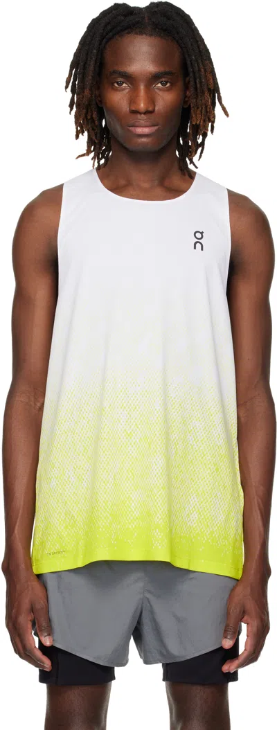 On White & Green Zero Singlet Running Top