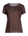 On Woman T-shirt Chocolate Brown Size S Recycled Polyester In Brown