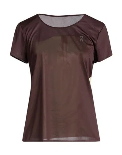 On Woman T-shirt Chocolate Brown Size S Recycled Polyester