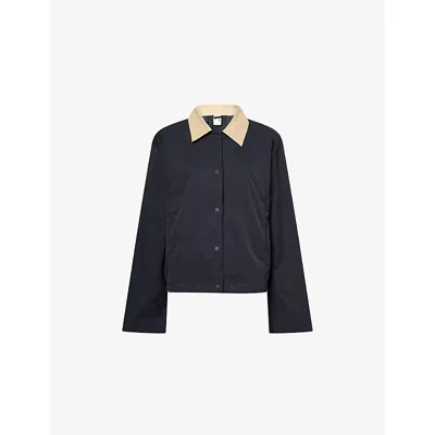 On Womens Black Ctrast-collar Coach Woven Jacket Xs