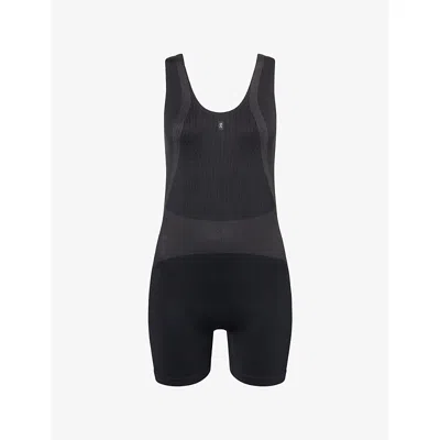 On Womens Black Eclipse Scoop-neck Striped Knitted Bodysuit Xs