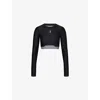 On Womens Black Train Logo-embroidered Woven Top Xs In Black