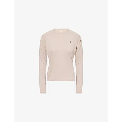 On Womens Performance Lg-sleeve Stretch-woven Top In Neutral