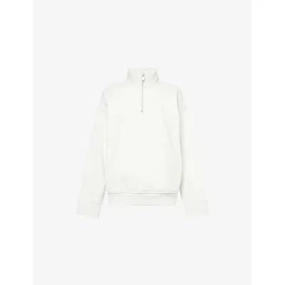 On Womens Green Club Collective Quarter-zip Cott-jersey Top Xs In White