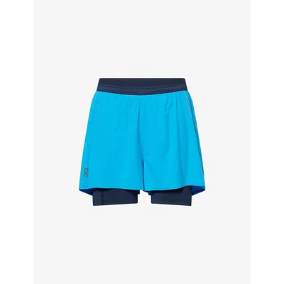 On Womens Malibu Navy 3' Performance 2-in-1 Stretch-woven Shorts