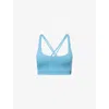 On Womens Niagara Studio Scoop-neck Embossed-logo Performance Bra In Blue