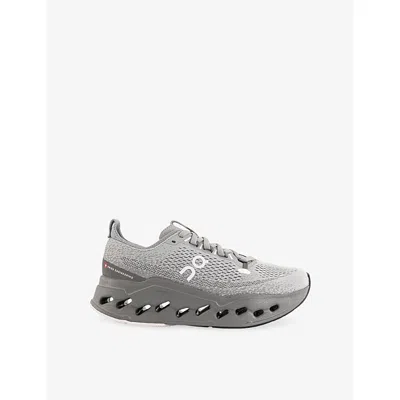 On Womens Alloy Asphalt F Cloudsurfer Max Woven Trainers Eur 41 / 8 Uk In Gray